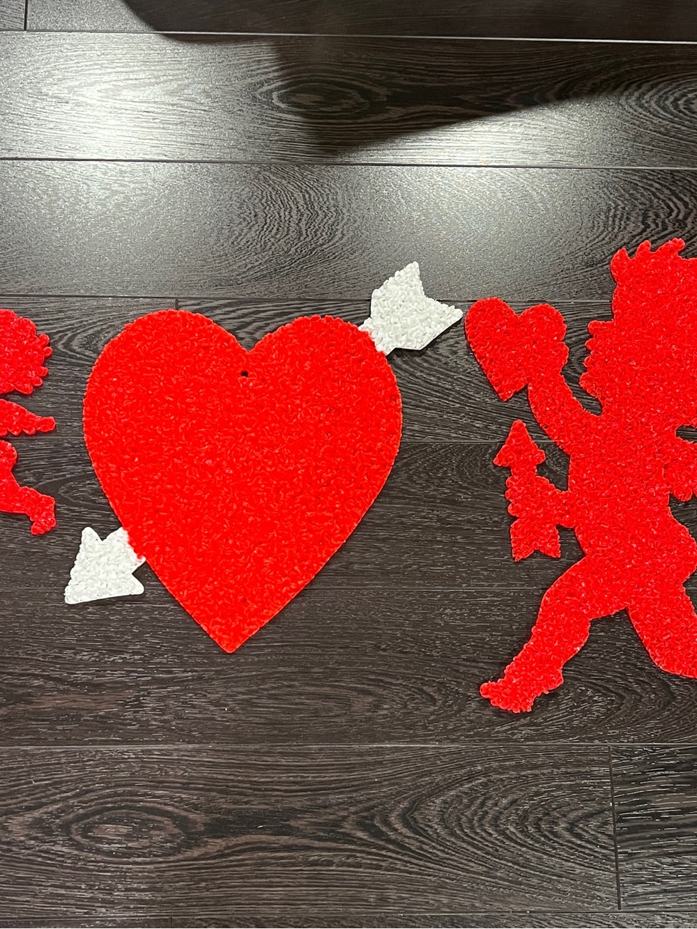 VTG Cupid 3 Valentines Day Heart Arrow Melted Plastic Popcorn Wall Decoration